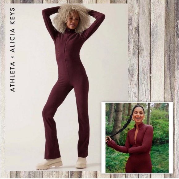 Athleta Pants - NWT ATHLETA + ALICIA KEYS Goddess Bodysuit, Maroon, Size M 450639